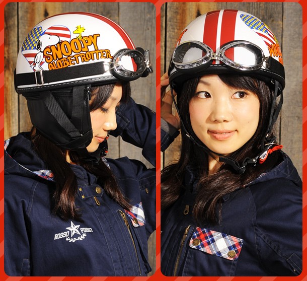 正規品 スヌーピー ビンテージヘルメット アメリカンハート Snv 22 レディース バイク ハーフヘルメット 半ヘル 人気 送料無料 Apollo Lens Fr