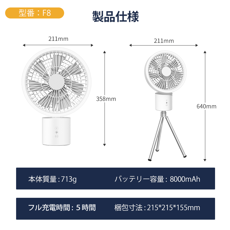 扇風機 キャンプ 卓上 壁掛け 吊り下げ リモコン タイマー 三脚スタンド付き コードレス 首振り DCモーター 静か 風量調節可能 リズム風 強力熱中症対策 |  | 18