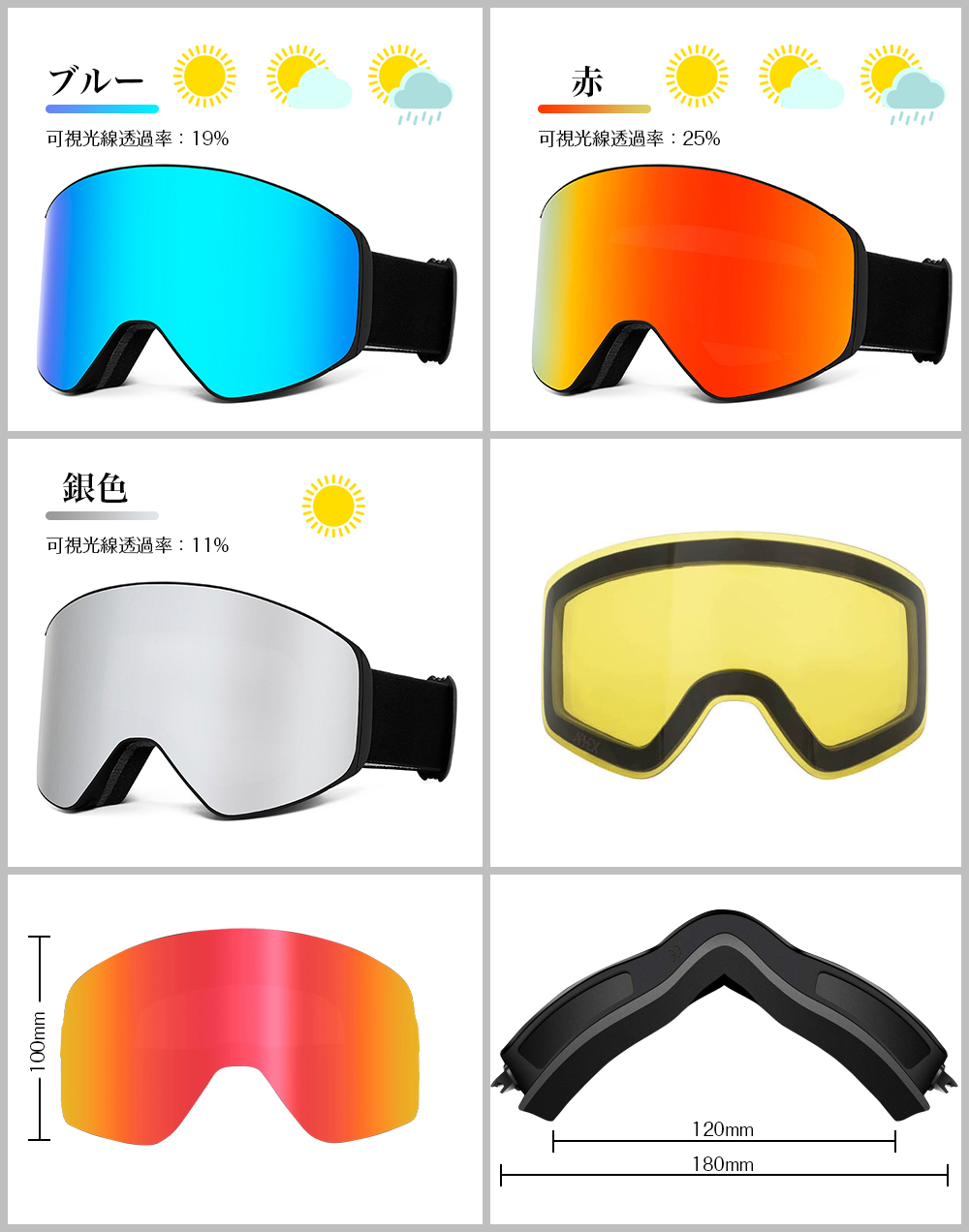 スキーゴーグル スノーゴーグル ダブルレンズ 磁気レンズ 大人 耐衝撃性 メガネ対応 曇り止め スノーボードゴーグル UVカット 収納ケース メンズ レディース |  | 10