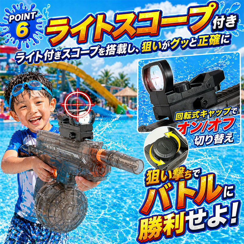 水鉄砲 電動水鉄砲 連射式 電動ウォーターガン 水遊び おもちゃLED灯光噴火バージョン ブローバック機能 800ML貯水タンク 超強力飛距離 10m 大人 子供 夏の定番の画像