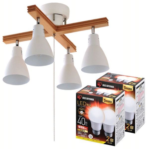 LED電球4個セット）4灯シーリングライト クロスタイプ LDA4N-G-4T62P