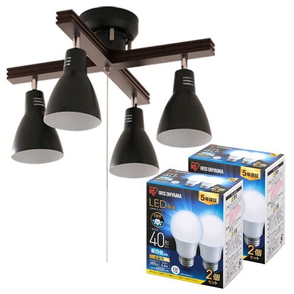 LED電球4個セット）4灯シーリングライト クロスタイプ LDA4N-G-4T62P
