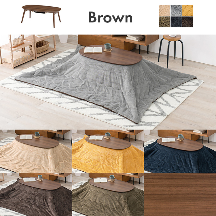 こたつ2点セットこたつ布団セットこたつテーブル折りたたみ楕円オーバルかわいい韓国インテリアローテーブルセンターテーブルこたつ＋うす掛け布団　２点セット 