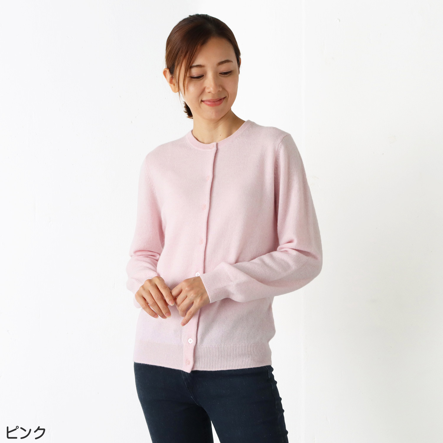 カシミヤ100％ クルーネックカーディガン セーター ニット 新色 高級