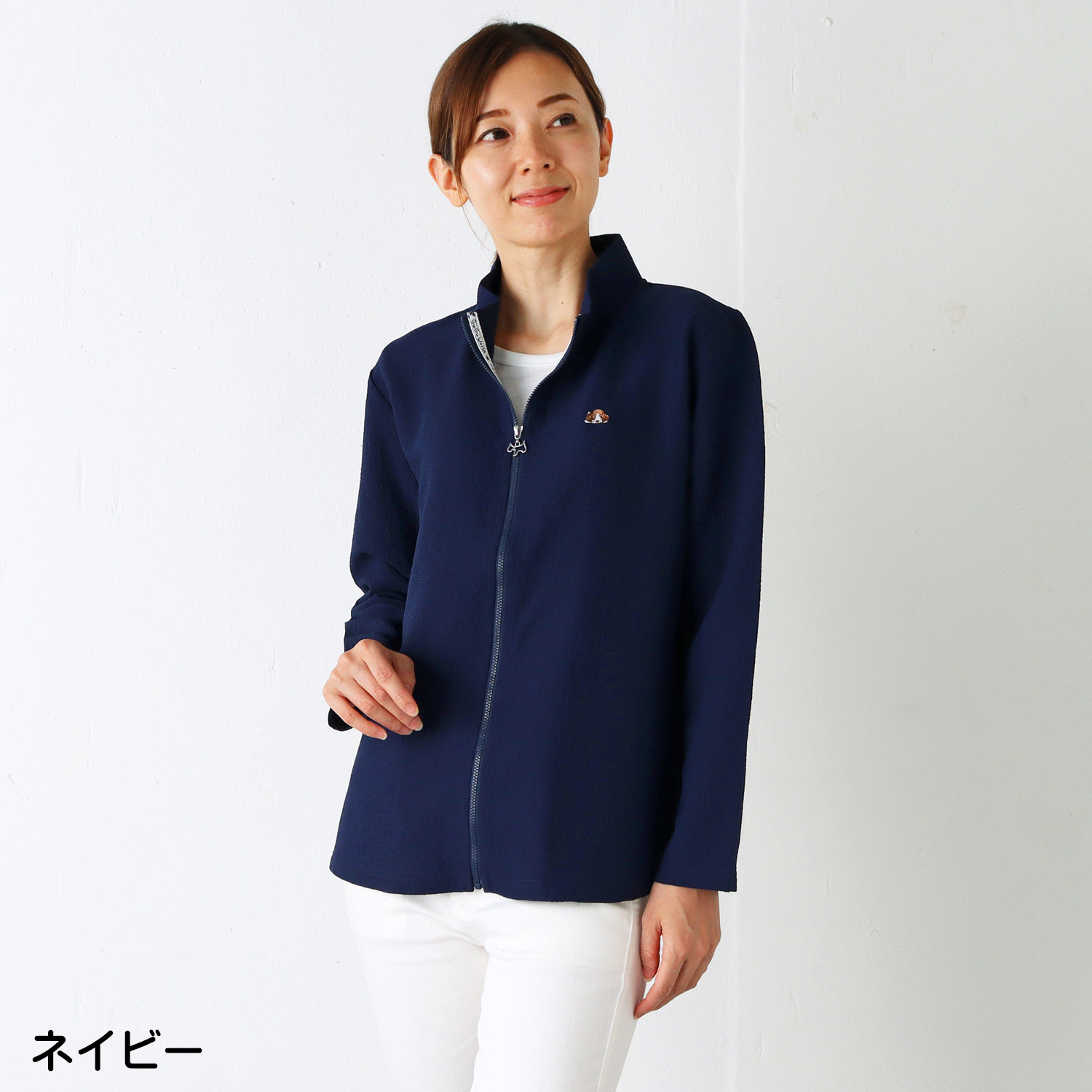 GuGu World（グーグーワールド） 凸凹ジャガードスタンドZipアップ長袖 