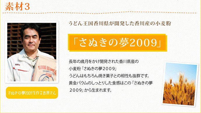 素材3：香川産の小麦粉　さぬきの夢2009