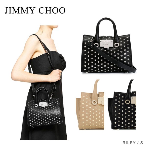 JIMMY CHOO ジミーチュウ RILEY S トートバッグ[スタースタッズ