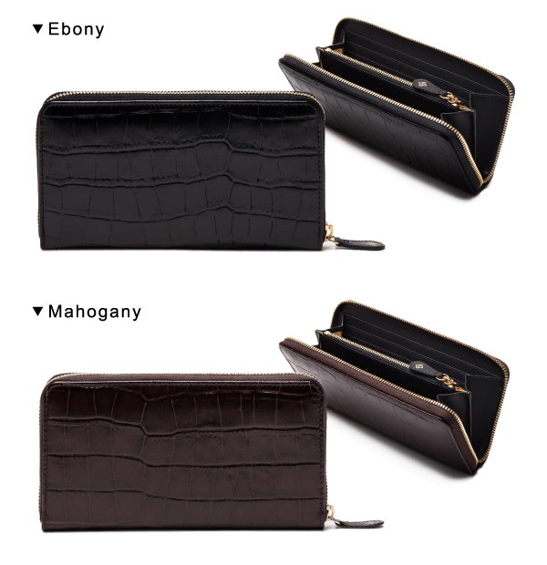 Ettinger エッティンガー Large Zip Around Purse with Metal Croco