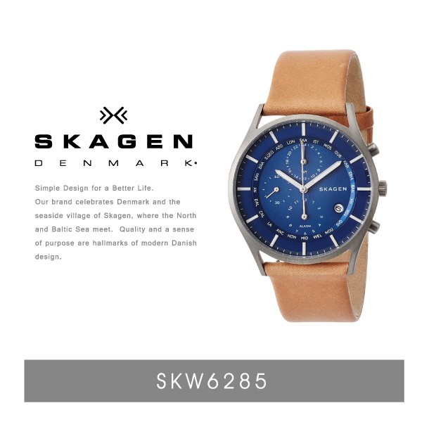 SKAGEN Holst World Time and Alarm Leather Titanium