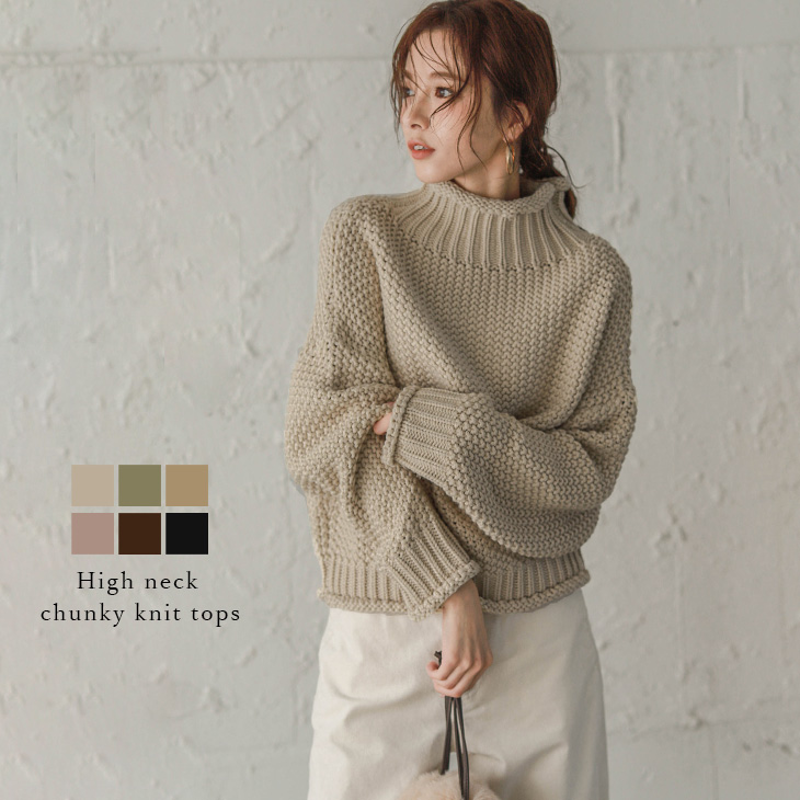 グリーシャ！エポカ40ハイネックカットソ＋ハイネックニット2点セット 2wayコンフィーハイネックニットプルオーバー(F GREIGE): トップス