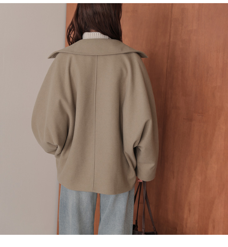 ショートコート ドルマンスリーブ レギュラーカラー 襟付き ショート丈