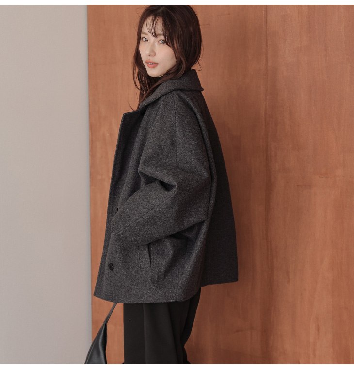 ショートコート ドルマンスリーブ レギュラーカラー 襟付き ショート丈