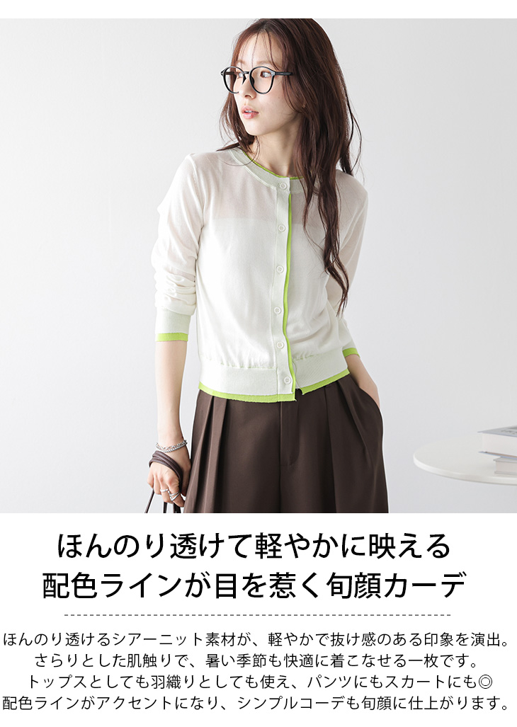 25SS IENA イエナ ドット柄 シースルー カーディガン シアー シアーニット ドット柄 バイカラー カーディガン 配色デザイン 羽織り