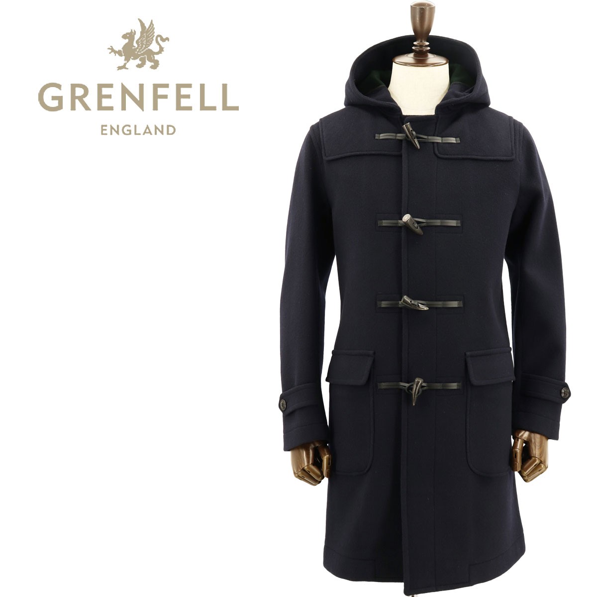 国内正規品 即日発送 Grenfell グレンフェル メンズ ファッション メンズ ウール ロングダッフルコート Grenfell Baker ベイカー 273 78 ネイビー ラグラグマーケット