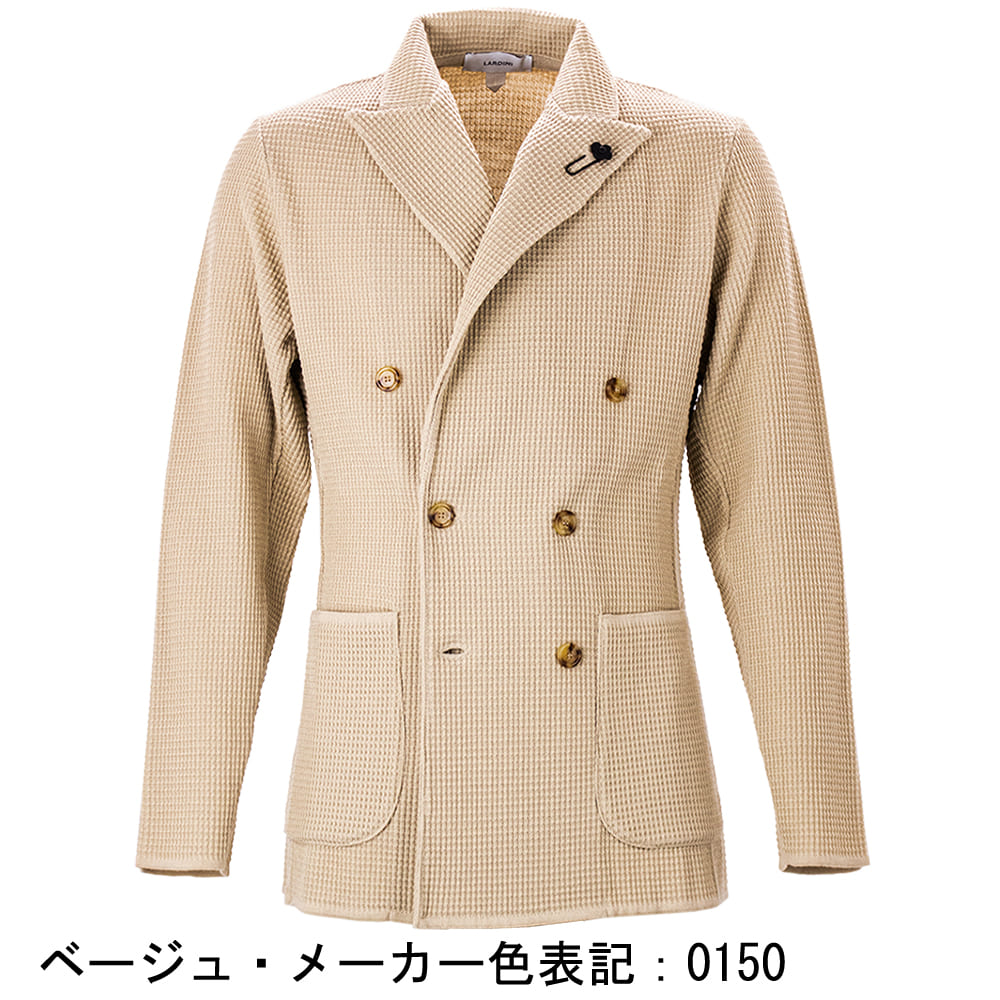 ラルディーニ ジャケット メンズ ワッフル編み ウール ダブルブレスト ニットジャケット LARDINI ALJM575001 LRD 0850の画像