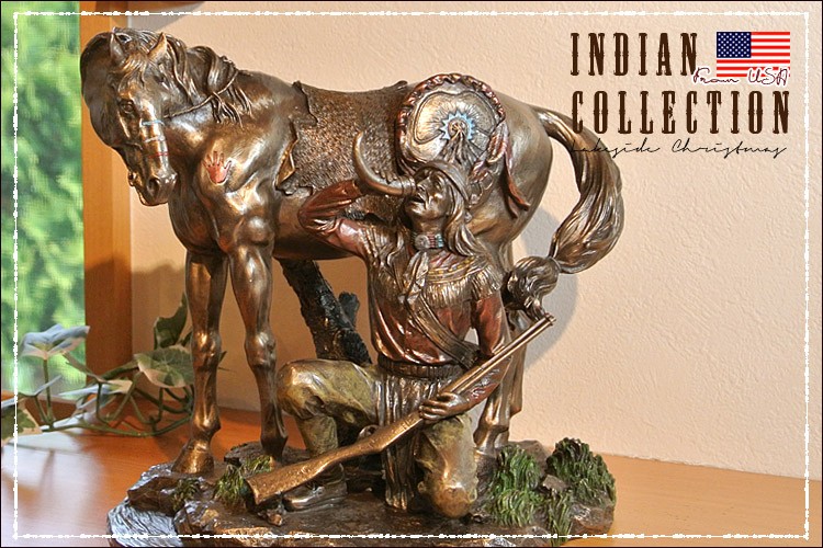 インディアン像 置物/Indian/先住民族/馬/置き物/アメリカ直輸入