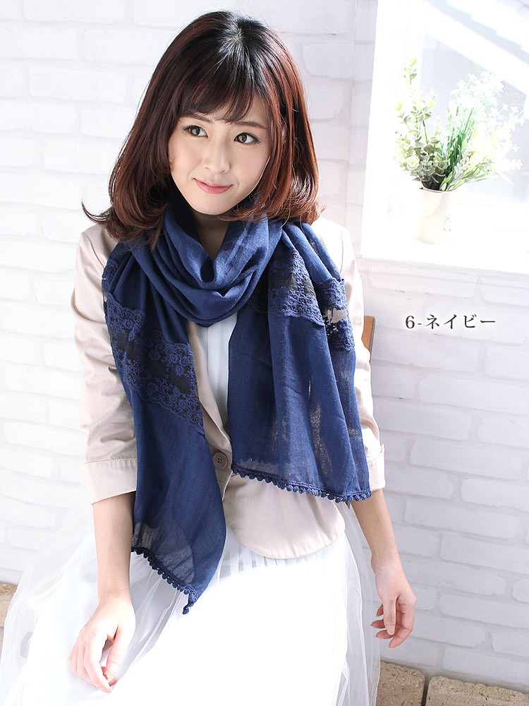 大判 ストール レディース 春 夏 秋 用 レーヨン 100 % 無地 レース