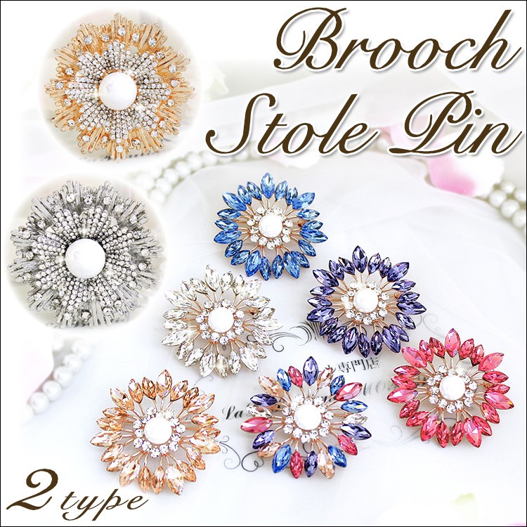 パール 付き ブローチ ピン レディース ストール留め 花 フラワー