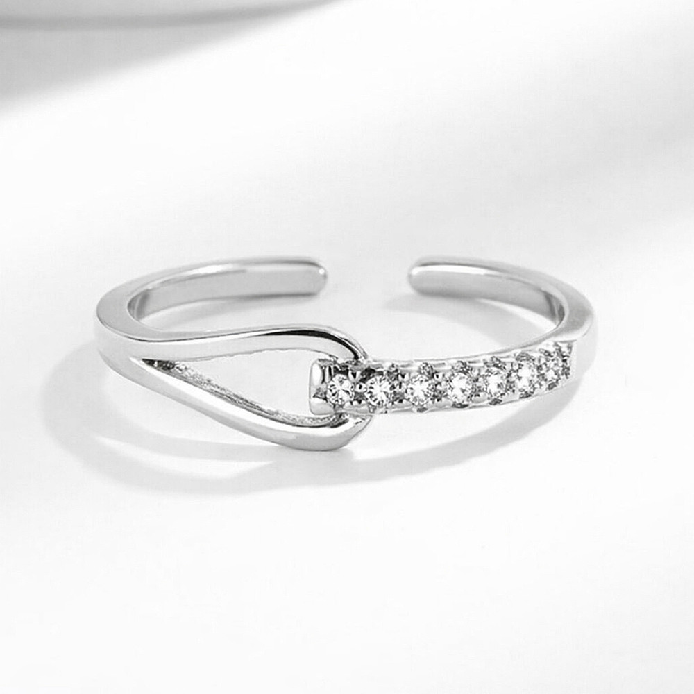 フリーサイズリング CZダイヤモンド レディース 指輪 シルバー925 プラチナ コーティング仕上げ 金属アレルギー対応 シンプル 上品 調整可能 |  | 01