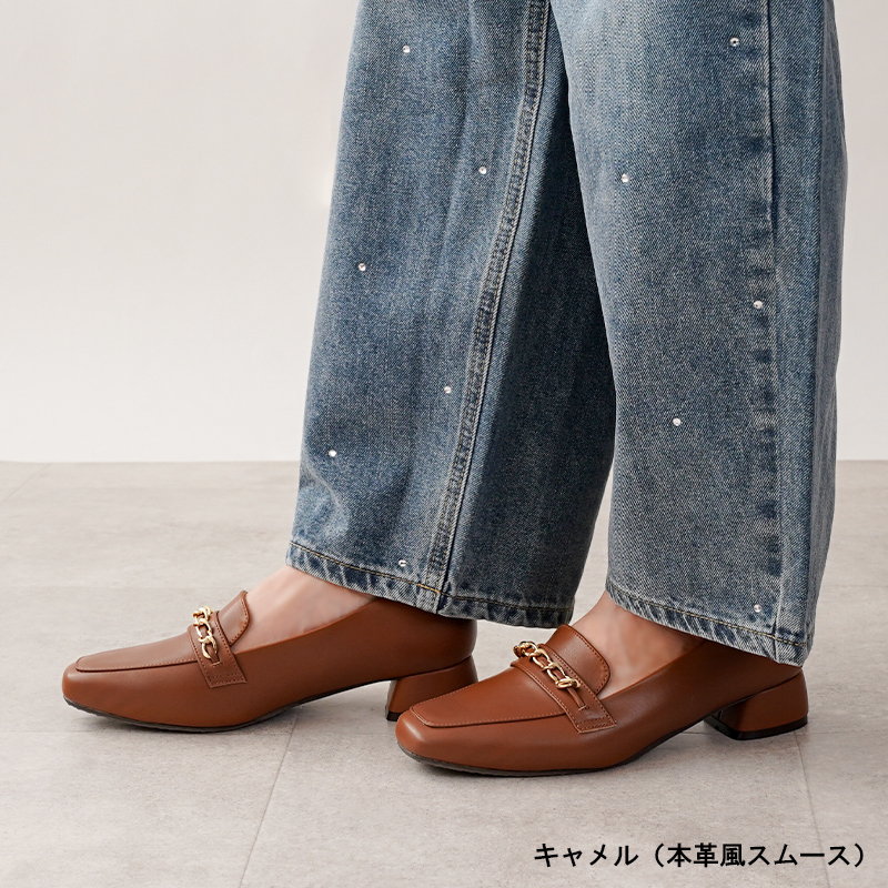 走れる ローファー 3.5cmヒール 痛くない レディース 防水 静音 4E 甲高幅広 軽量 大人 ...