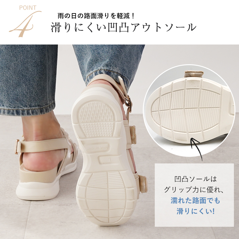 サンダル レディース ビジュー シフォン スポーツサンダル スポサン 5センチヒール 厚底サンダル フッドベッド 痛くない 歩きやすい S〜LL 送料無料※沖縄除く |  | 07