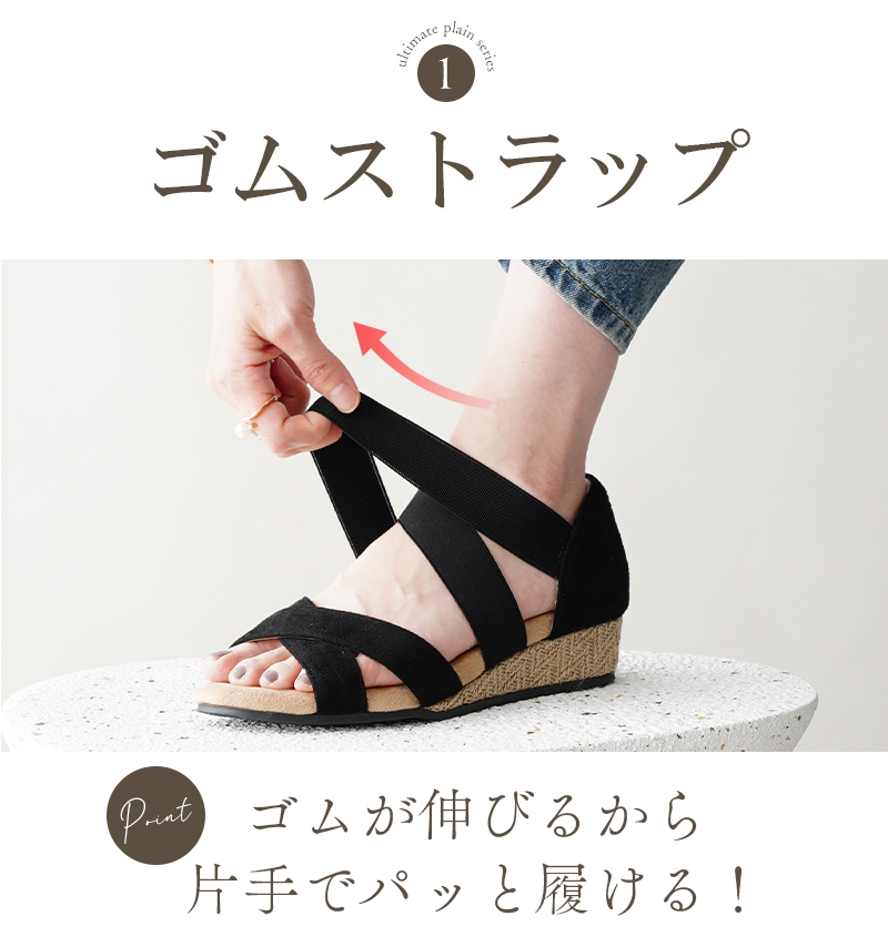 サンダル レディース 疲れない 歩きやすい もちもちクッション ゴム