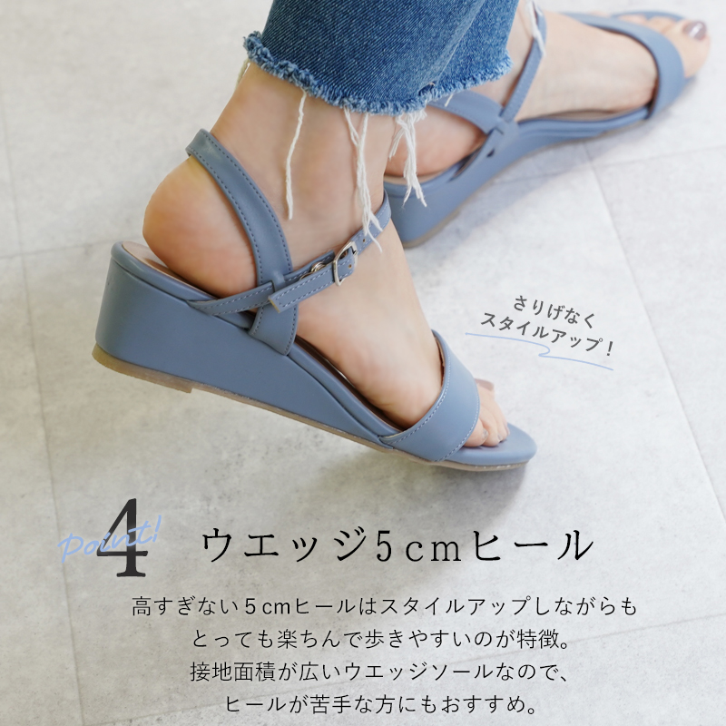 CLARKS ストラップ サンダル ヒール 5cm 厚底 軽量 ウエッジ サンダル レディース 歩きやすい ストラップ ウエッジソール 5cm