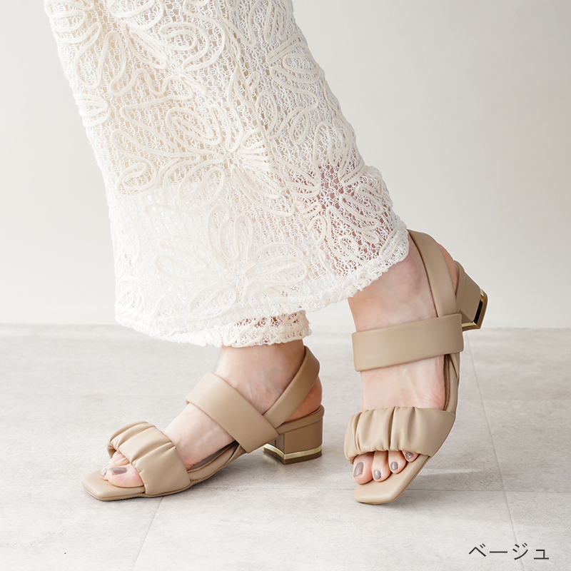 サンダル レディース ストラップ 4cmヒール ローヒール チャンキー
