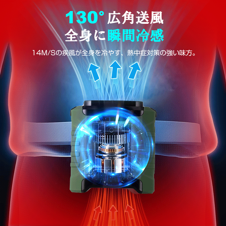 最大45H連続稼働 ベルトファン 強風 扇風機 腰掛け 10000mAh 小型 腰掛け扇風機 瞬間冷却 アウトドア 携帯扇風機 首掛け USB充電式 PSE 関連画像5