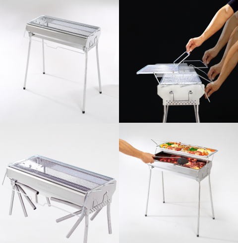 GREEN LIFE（グリーンライフ） 炭足しカンタン ステンレスBBQコンロ 網