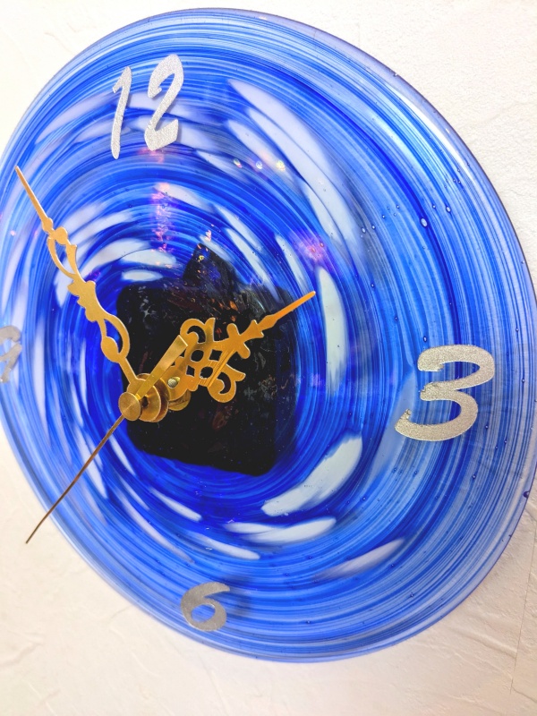 琉球ガラス掛け時計 wc-mituboshi5 三ツ星工房 沖縄 ウォールクロック