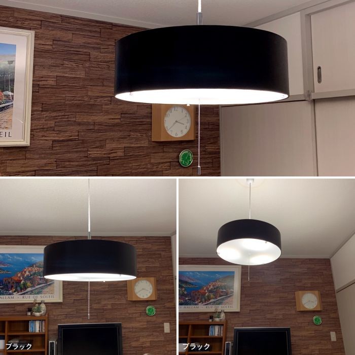 照明 天井 ペンダントライト 3灯 led リビング ダイニング 天井照明 合皮 遮蔽板 プルスイッチ 電球 e26 pc-44130-50の画像