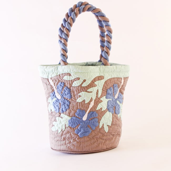 ハワイアンキルト バッグ ハイビスカス : ラナイブルー ハワイアン