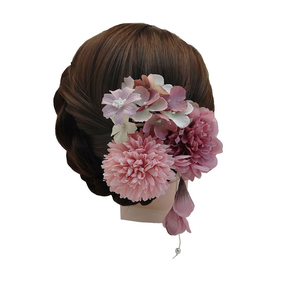 和装髪飾り ヘッドドレス ヘアアクセサリー 花飾り 造花 4色 卒業式