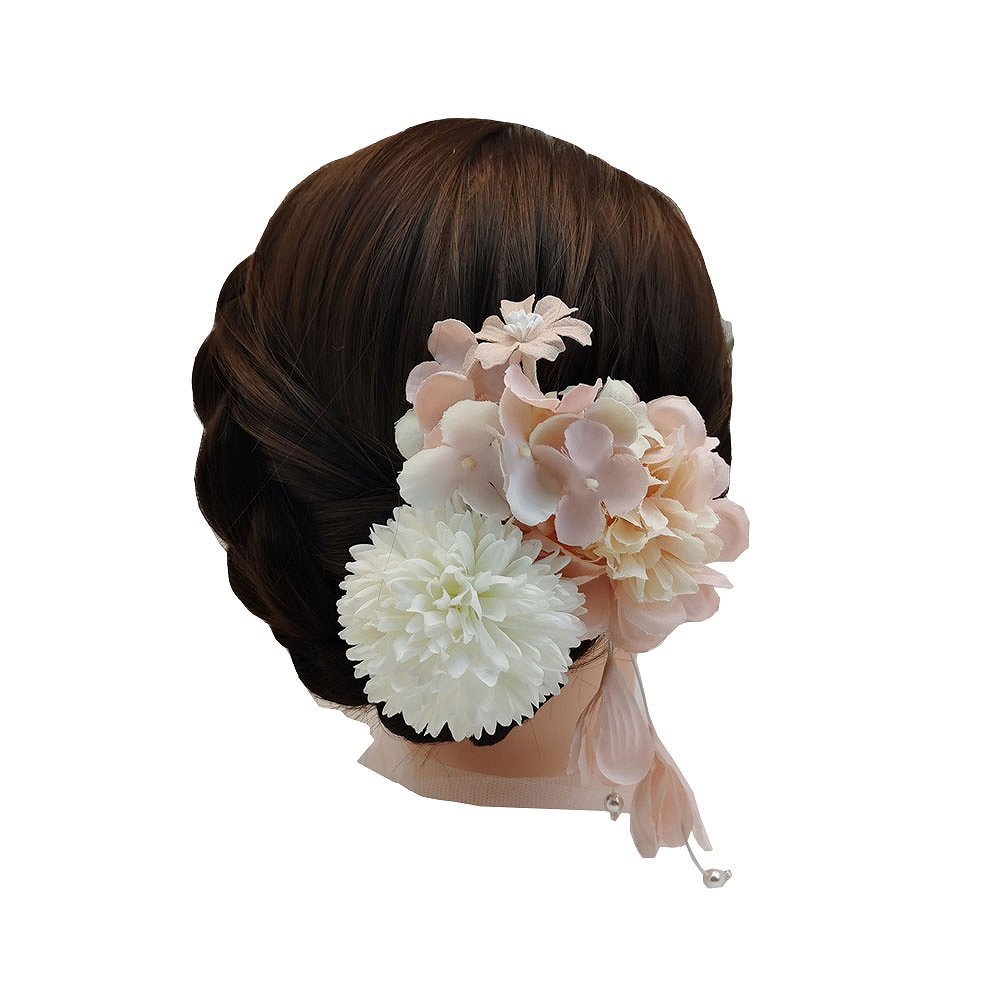 和装髪飾り ヘッドドレス ヘアアクセサリー 花飾り 造花 4色 卒業式