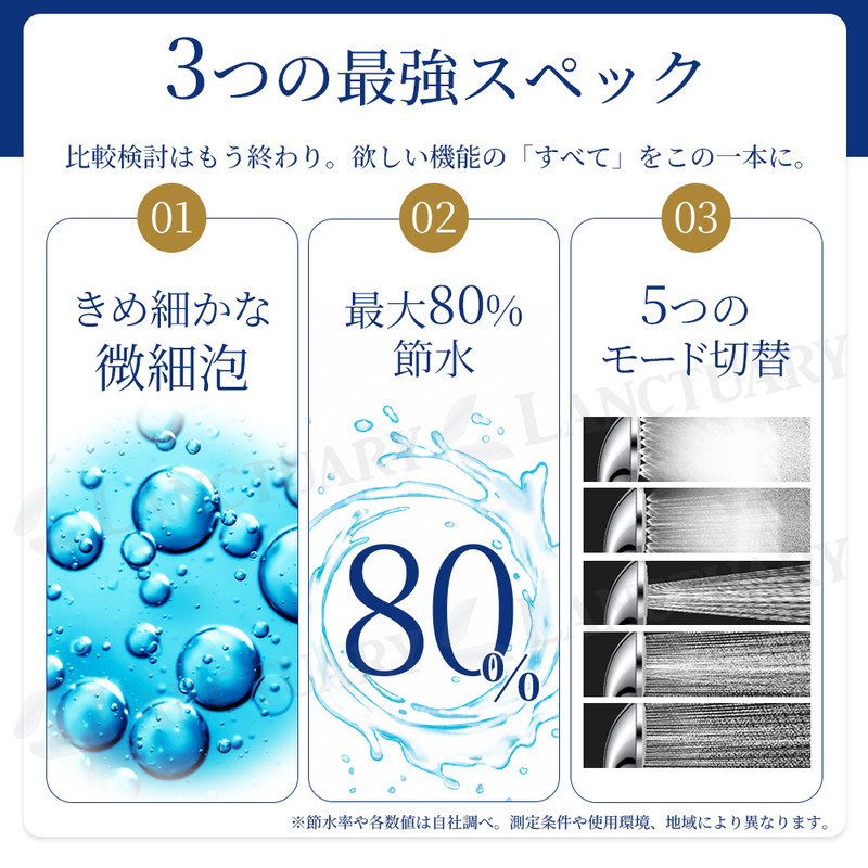 シャワーヘッド 節水 節水シャワーヘッド 5段階モード 80%節水 ミスト
