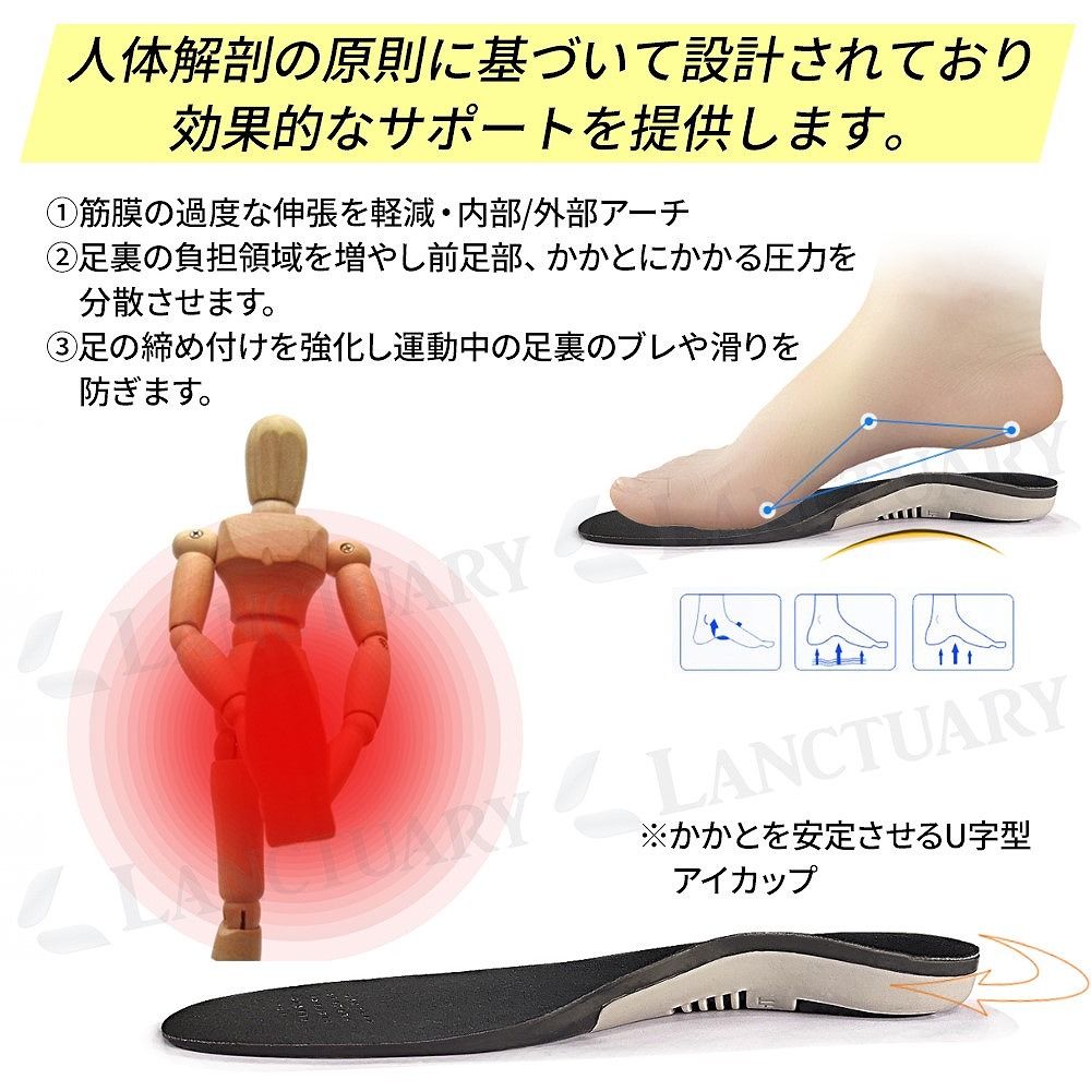 インソール アーチサポート 中敷き スポーツ 衝撃吸収 ゲルクッション