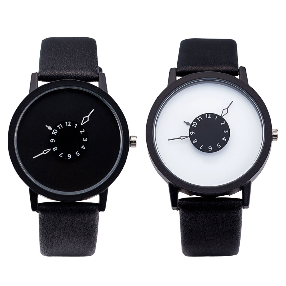 腕時計 メンズ レディース ベルト おしゃれ アナログ 2個セット デザイン シンプル 人気 プレゼント 見やすい 個性的 ブラック ホワイト モード 通勤 通学｜lanc｜03