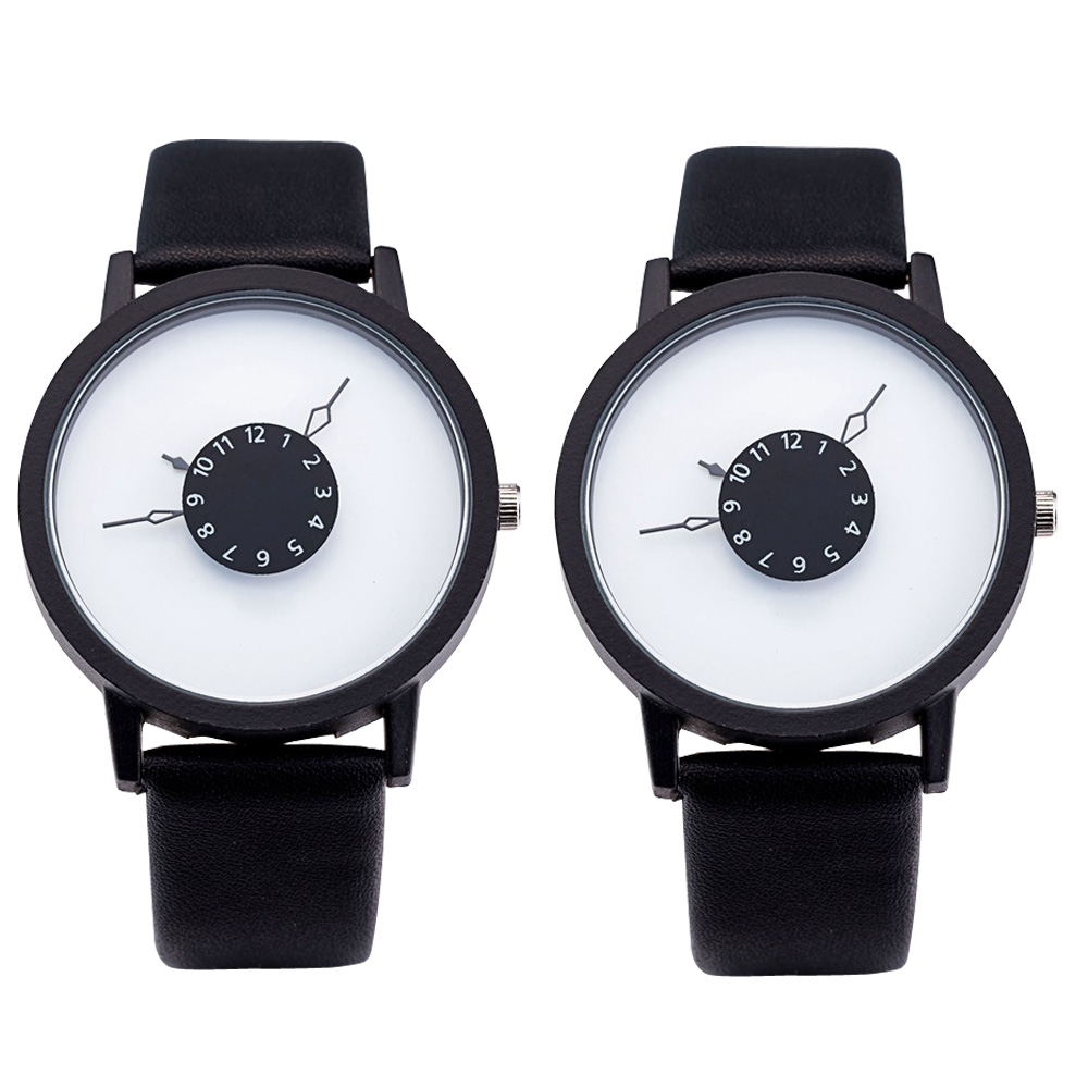 腕時計 メンズ レディース ベルト おしゃれ アナログ 2個セット デザイン シンプル 人気 プレゼント 見やすい 個性的 ブラック ホワイト モード 通勤 通学｜lanc｜02