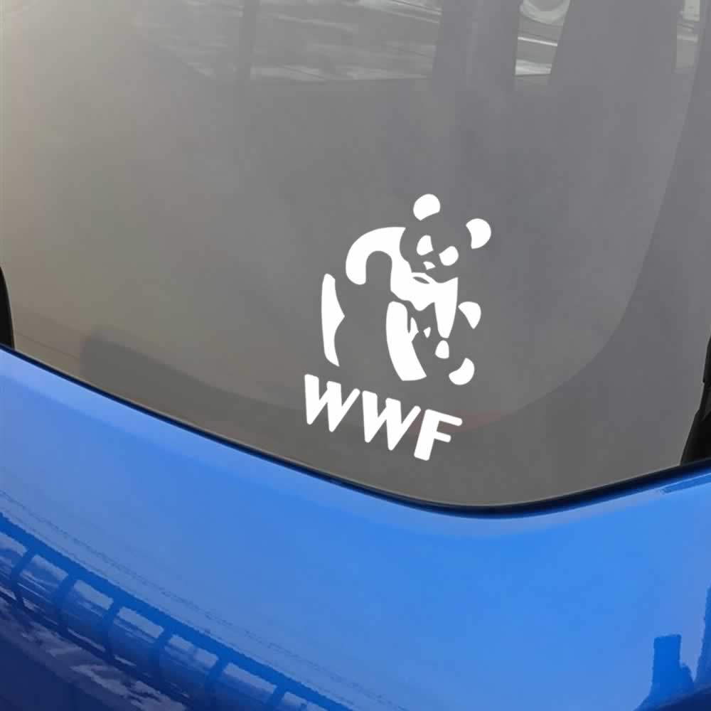 車 ステッカー 30cm パンダ 動物 WWF 格闘 給油口 おもしろ バイク かっこいい カー用品 かわいい シール おしゃれ 転写式 白 送料無料｜landheads｜02