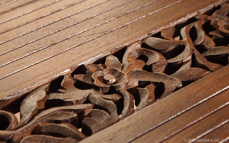 リビングテーブル 105cm幅 天板ガラス 木製 チーク無垢材 おしゃれ