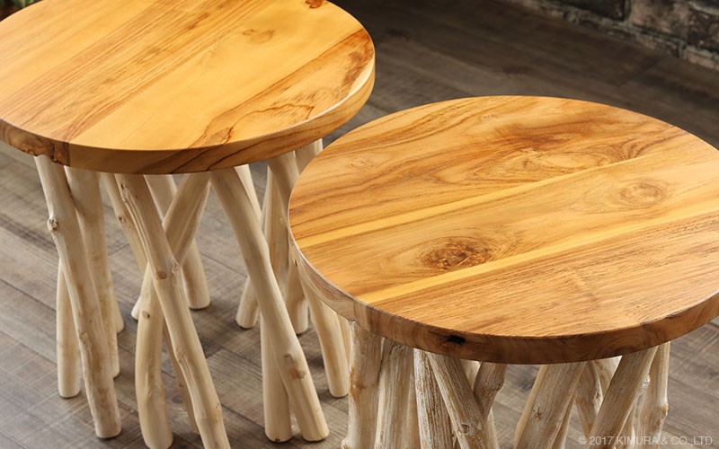 アジアン家具 サイドテーブル 机 花瓶台 おしゃれ 玄関 チーク無垢木製