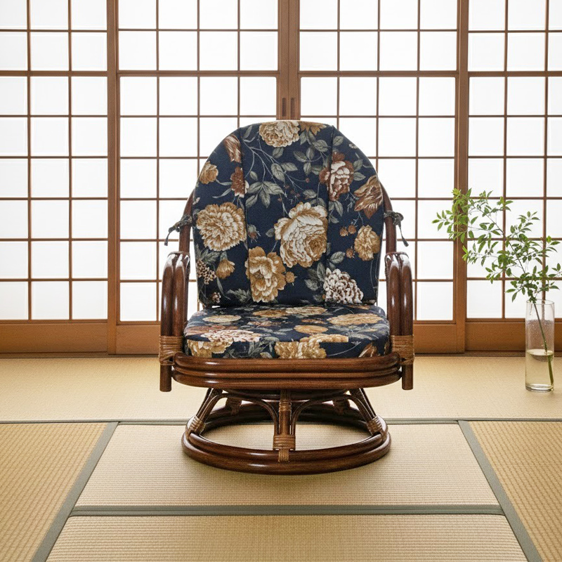 回転椅子 イス ラタンチェア 背・座クッション付き C521HRAS : ランド