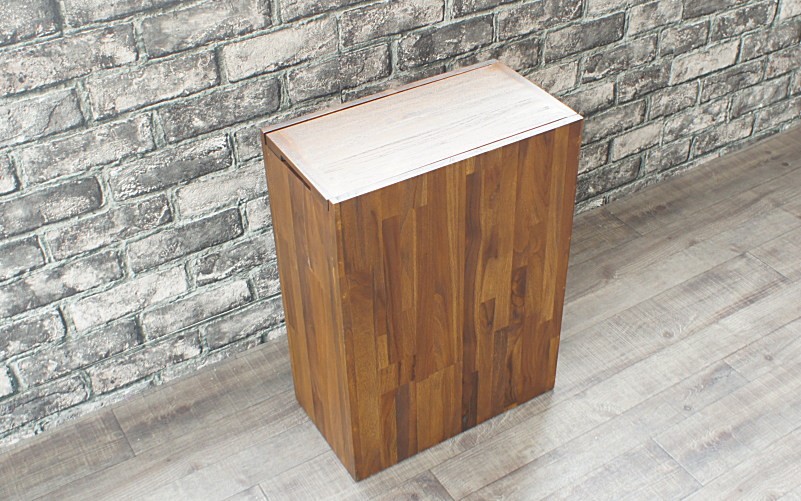おしゃれすぎるごみ箱 チーク無垢ダストボックス 木製 カッコイイ アジアン家具