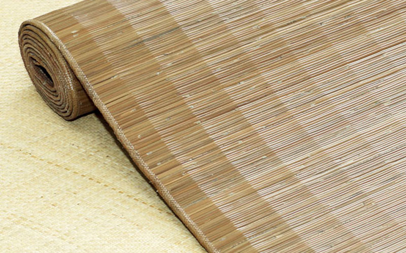 籐マット 籐むしろ 35×120cm 裏付 グレー マット 廊下敷き和風
