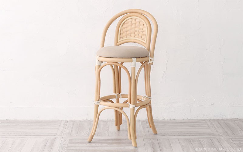 カウンターチェア バーチェア ハイスツール 椅子 いす 籐 ラタン 木製 