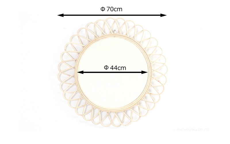 鏡 壁掛け サンミラー おしゃれ ラタン 籐 花型 Q17454ND【爆買