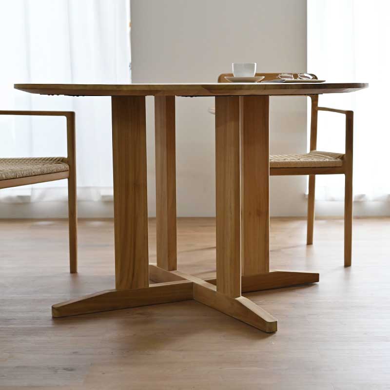 ダイニングテーブル 単品 円卓 食卓 チーク 無垢 丸テーブル 4人用 4 