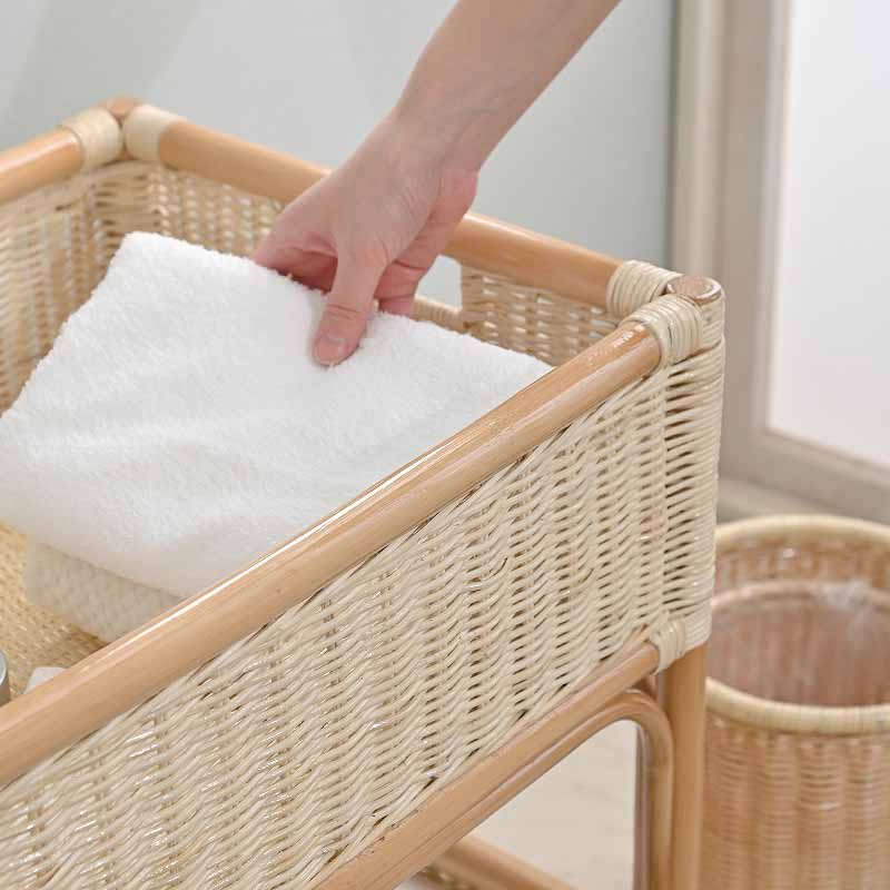 アジアン家具 2段 ランドリーラックラタン チェスト ランドリー Y602N