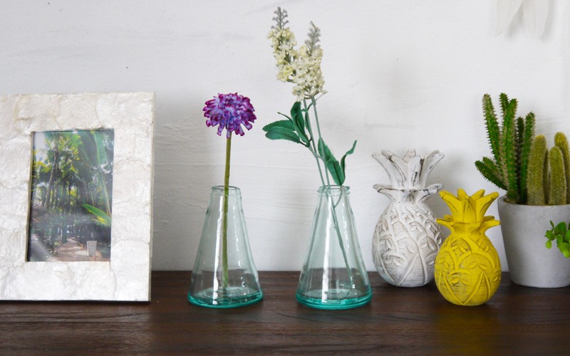 アウトレット アジアン雑貨 一輪挿しガラス製 フラスコ 花瓶 Z050402F